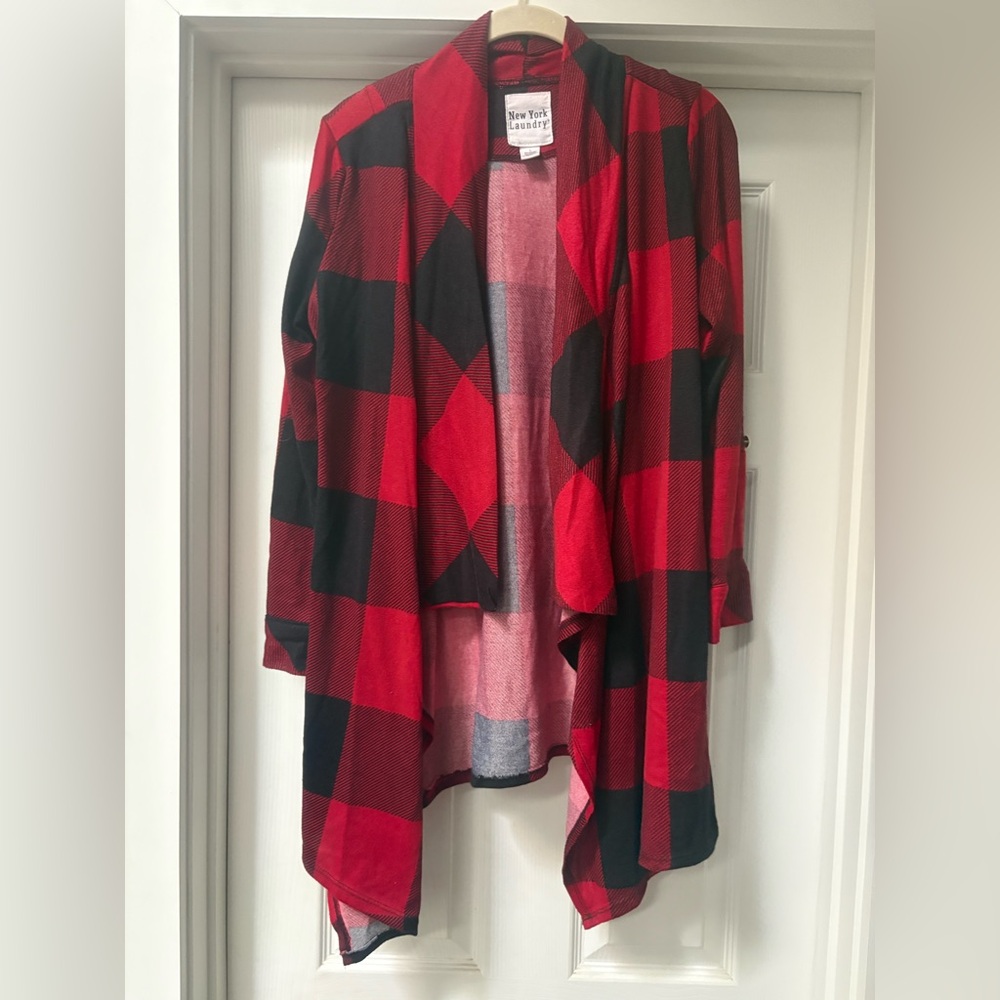 New York Laundry Bold Red and Black Checkered Jacket